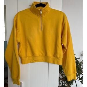 Aritzia TNA 1/4-Zip Pullover French Terry Yellow Sweatshirt, Size M